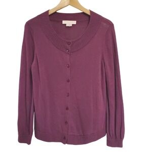 Gal Meets Glam Womens Button Up Cardigan Sweater Jumper Size M Purple Academia